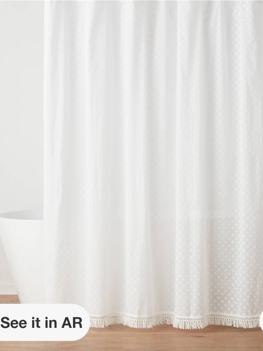 Threshold White Textured Fringe Shower Curtain